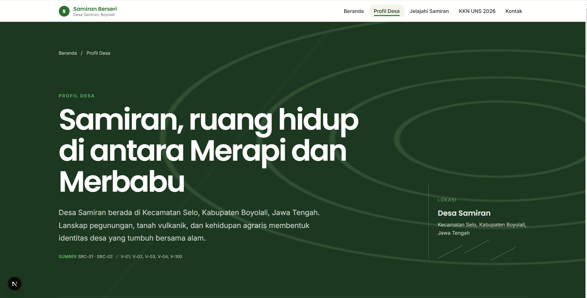 Dokumentasi visual Website Profil Desa Samiran